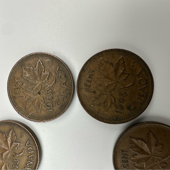 WWII-Era Canadian Penny Set – 6 Coins (1940–1946) – George VI – Vintage Copper - Picture 7 of 8
